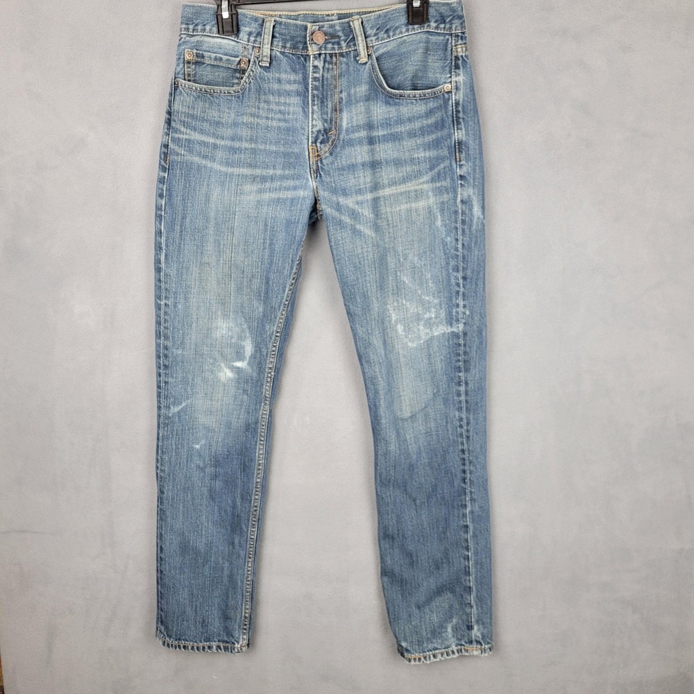 Levi's 511 Jeans Mens 32x32‎ Light Wash Blue Slim Fit Denim Red Tab Distressed